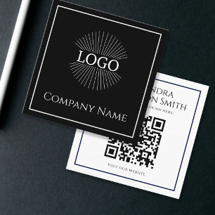 Visita Cuadrada Tarjeta de presentación con código QR de logotipo 