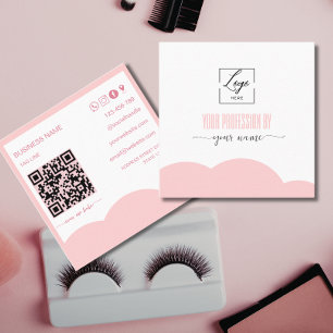 Visita Cuadrada Tarjeta de presentación con logotipo rosa y blanco