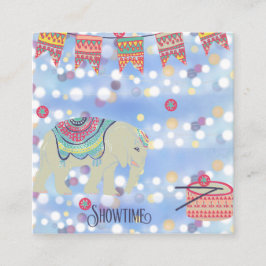 Visita Cuadrada Tarjeta de presentación con tema de circo en horar