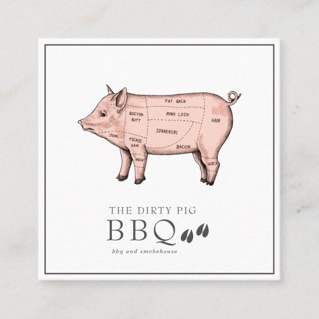 Visita Cuadrada Tarjeta de presentación de carnicero de boceto de  (Anverso)