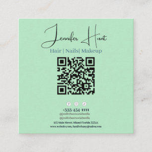 Visita Cuadrada Tarjeta de presentación de código QR verde verde M