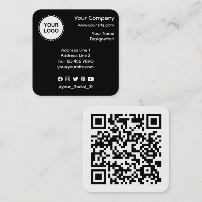 Visita Cuadrada Tarjeta de presentación de códigos QR (Anverso / Reverso)