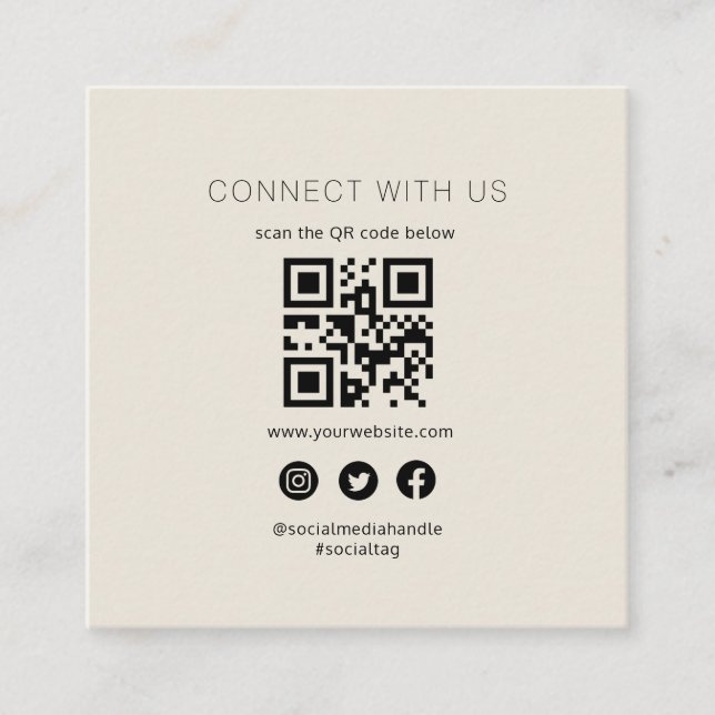 Visita Cuadrada Tarjeta de presentación de códigos QR para redes s (Anverso)