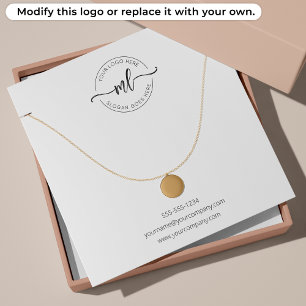 Visita Cuadrada Tarjeta de presentación de collar con iniciales si