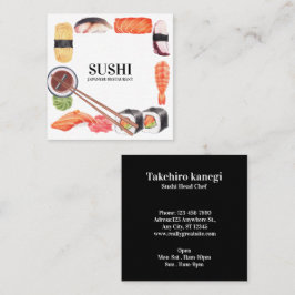 Visita Cuadrada Tarjeta de presentación de comida japonesa Sushi
