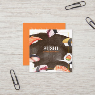 Visita Cuadrada Tarjeta de presentación de comida japonesa Sushi