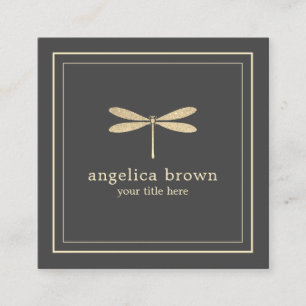 Visita Cuadrada Tarjeta de presentación de Faux Purpurina Dragonf