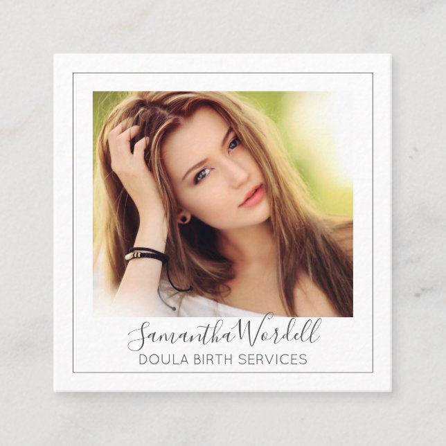 Visita Cuadrada Tarjeta de presentación de fotos Personalizado Dou (Anverso)