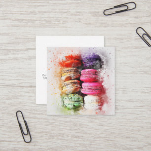 Visita Cuadrada Tarjeta de presentación de galleta de macarón de a