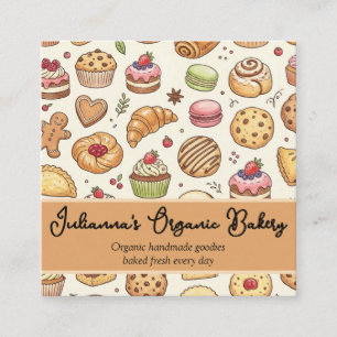 Visita Cuadrada Tarjeta de presentación de galletas de panadería p