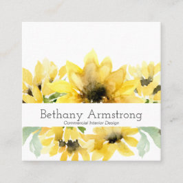 Visita Cuadrada Tarjeta de presentación de girasol acuático modern