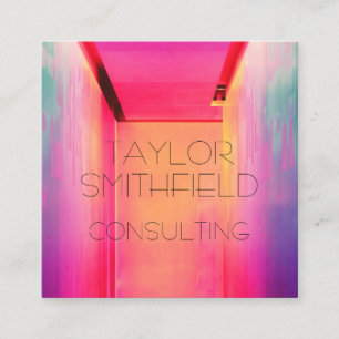 Visita Cuadrada tarjeta de presentación de luces de neón