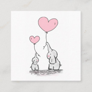 Visita Cuadrada Tarjeta de presentación de mamá elefantes lindos