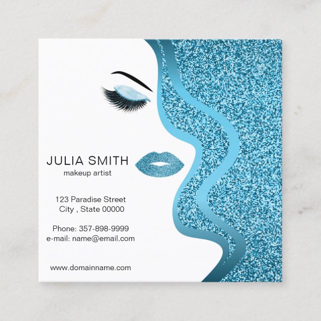 Visita Cuadrada Tarjeta de presentación de maquilladores con efect (Anverso)
