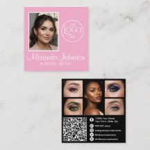 Tarjeta de presentación de maquillaje con guión ro