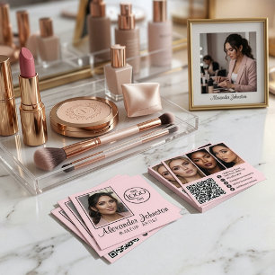 Visita Cuadrada Tarjeta de presentación de maquillaje con guión ro