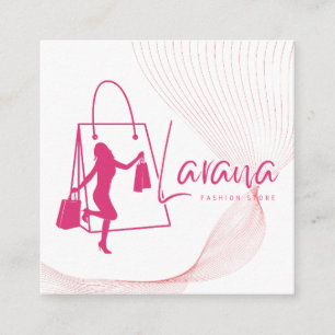 Visita Cuadrada Tarjeta de presentación de moda boutique rosa logo