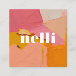 Visita Cuadrada Tarjeta de presentación de Naranja rosa negrita Re