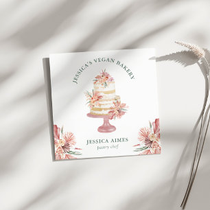 Visita Cuadrada Tarjeta de presentación de negocio de pastel flora