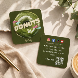 Visita Cuadrada Tarjeta de presentación de panadería de donas