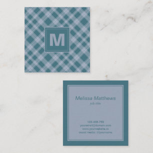 Visita Cuadrada Tarjeta de presentación de patrón cian silenciado