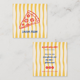 Visita Cuadrada Tarjeta de presentación de pizza con garabatos cap