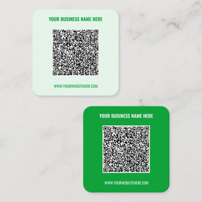 Visita Cuadrada Tarjeta de presentación de QR Code Name Website -  (Anverso / Reverso)