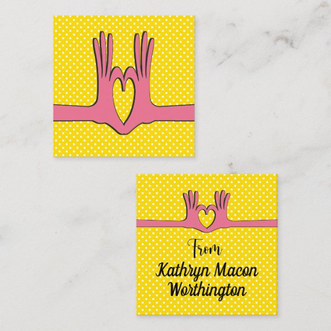 Visita Cuadrada Tarjeta de presentación de regalo para manos y cor (Anverso / Reverso)