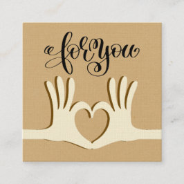 Visita Cuadrada Tarjeta de presentación de regalo para manos y cor