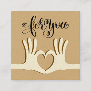 Visita Cuadrada Tarjeta de presentación de regalo para manos y cor