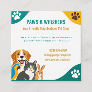 Visita Cuadrada Tarjeta de presentación de tienda de mascotas pers