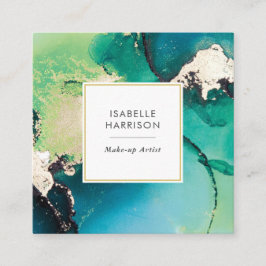 Visita Cuadrada Tarjeta de presentación de tinta azul azul dorado 