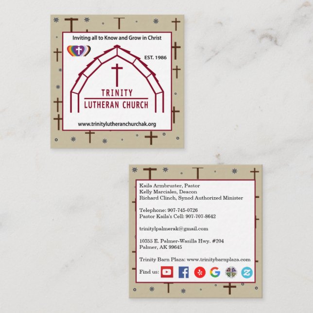 Visita Cuadrada Tarjeta de presentación de Trinity con fondo de cr (Anverso / Reverso)