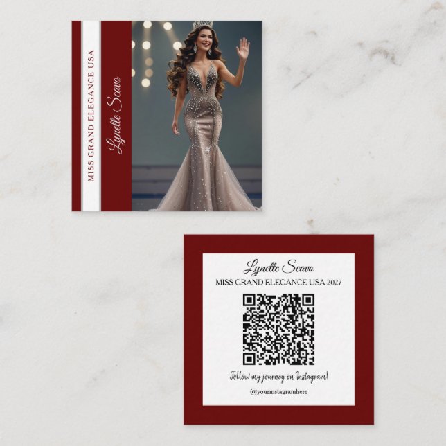 Visita Cuadrada Tarjeta de presentación del concursante Código QR  (Anverso / Reverso)