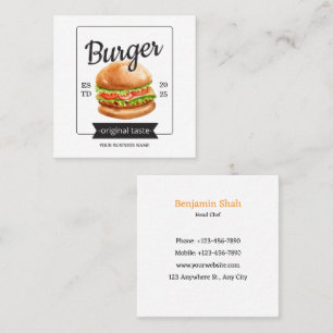 Visita Cuadrada tarjeta de presentación del logotipo de hamburgues