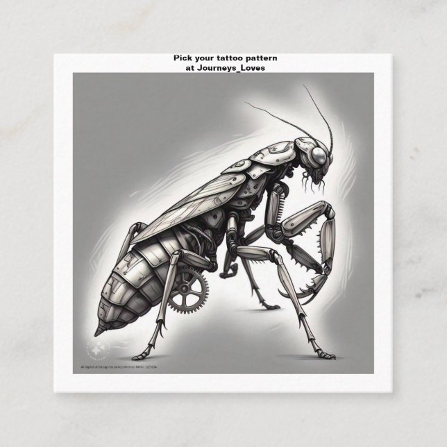 Visita Cuadrada Tarjeta de presentación del patrón de tatuaje (Anverso)