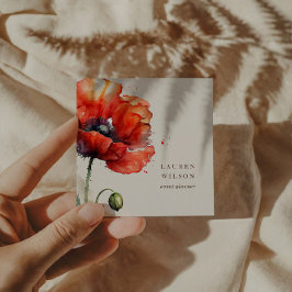 Visita Cuadrada Tarjeta de presentación elegante de flor de amapol
