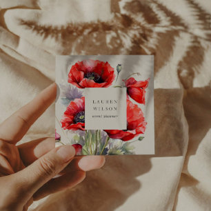 Visita Cuadrada Tarjeta de presentación elegante de flor de amapol