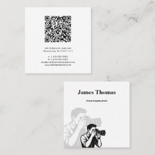 Visita Cuadrada Tarjeta de presentación fotográfica de código QR m