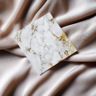 Visita Cuadrada Tarjeta de presentación Gold Carrara Gray Marble 