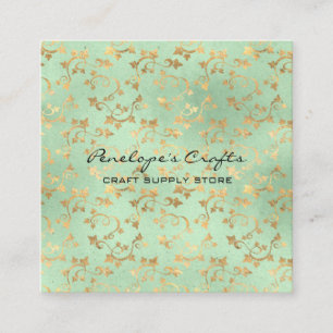 Visita Cuadrada Tarjeta de presentación Gold Ivy Print Square