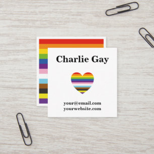 Visita Cuadrada Tarjeta de presentación LGBTQ Gay Rainbow con orgu