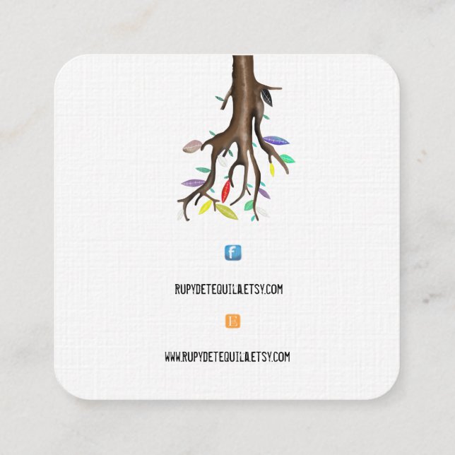 VISITA CUADRADA TARJETA DE PRESENTACIÓN LOGO HECHO A MANO DE FACEB (Reverso)