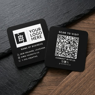 Visita Cuadrada Tarjeta de presentación minimalista con código QR