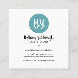 Visita Cuadrada Tarjeta de presentación moderna de hojas azules, c