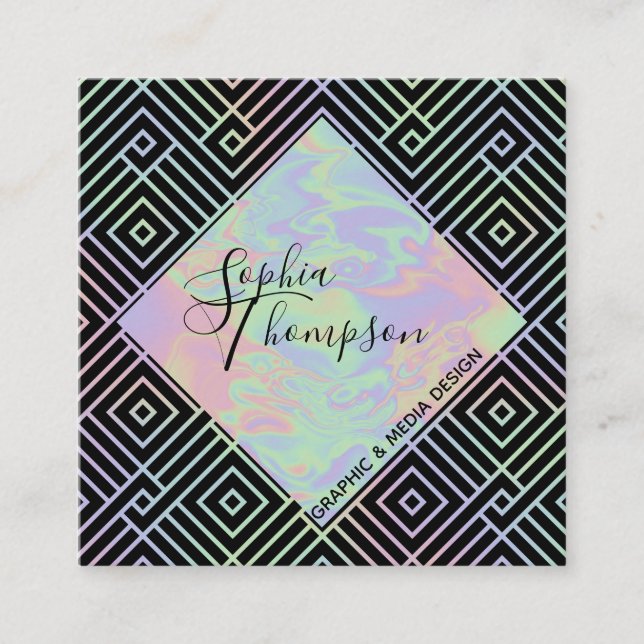 Visita Cuadrada Tarjeta de presentación moderna del patrón simétri (Anverso)