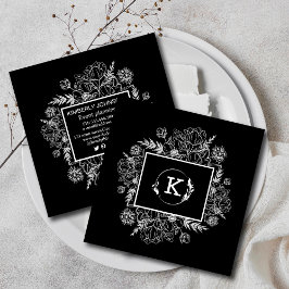 Visita Cuadrada Tarjeta de presentación moderna en blanco y negro