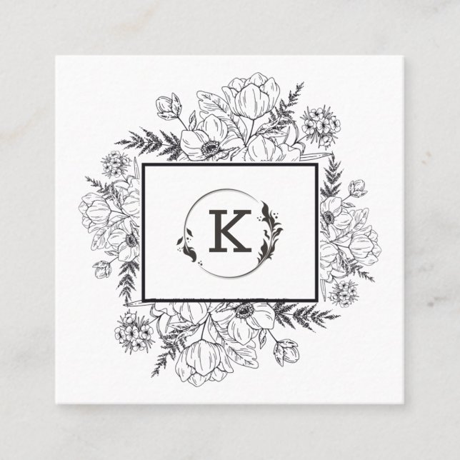 Visita Cuadrada Tarjeta de presentación moderna en blanco y negro (Anverso)