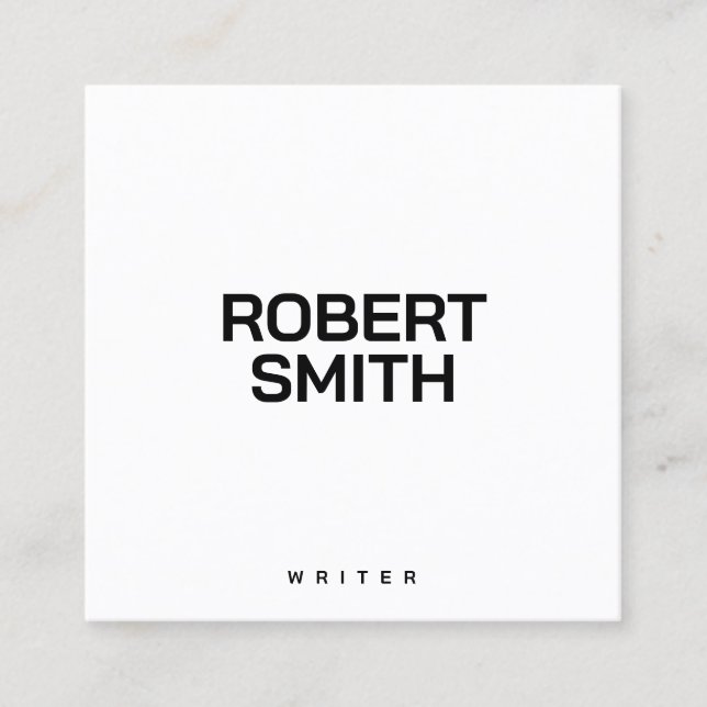 Visita Cuadrada Tarjeta de presentación moderna y sencilla en blan (Anverso)