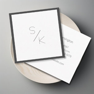 Visita Cuadrada Tarjeta de presentación monograma gris-negro blanc